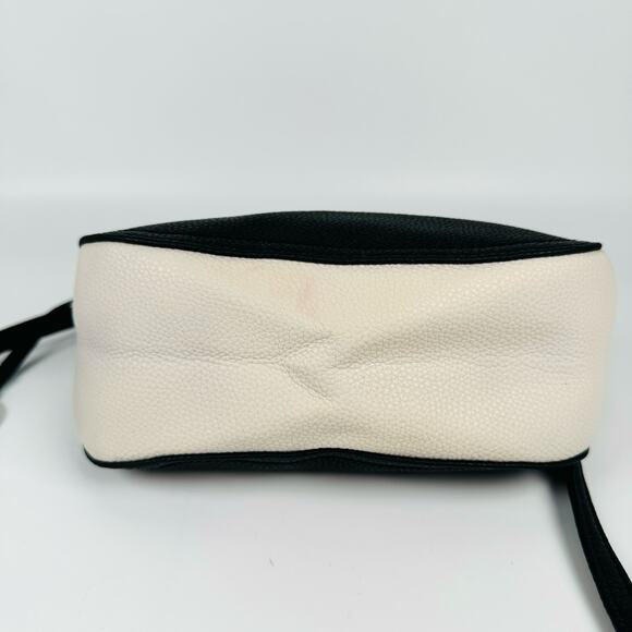 Y2K Nine West Women's Black White Small Adjustable Strap Leather Crossbody Bag - Picture 5 of 11